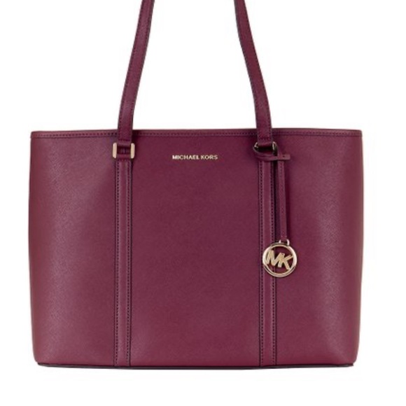 Michael Kors Handbags - Michael Kors Signature Sady Merlot Large Tote Brief Case Carry All Large Purse